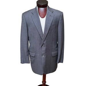 Hickey Freeman Boardroom Gray 100%‎ Wool Two Button Suit Jacket Blazer Size 40R